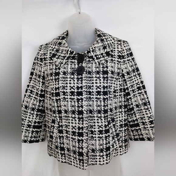 Black White SEMANTIKS Houndstooth Preppy Business Vintage Blazer S (#1,341)(C) - Picture 1 of 10